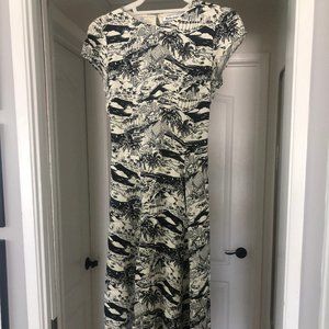 Reformation Blue and White Printed Midi